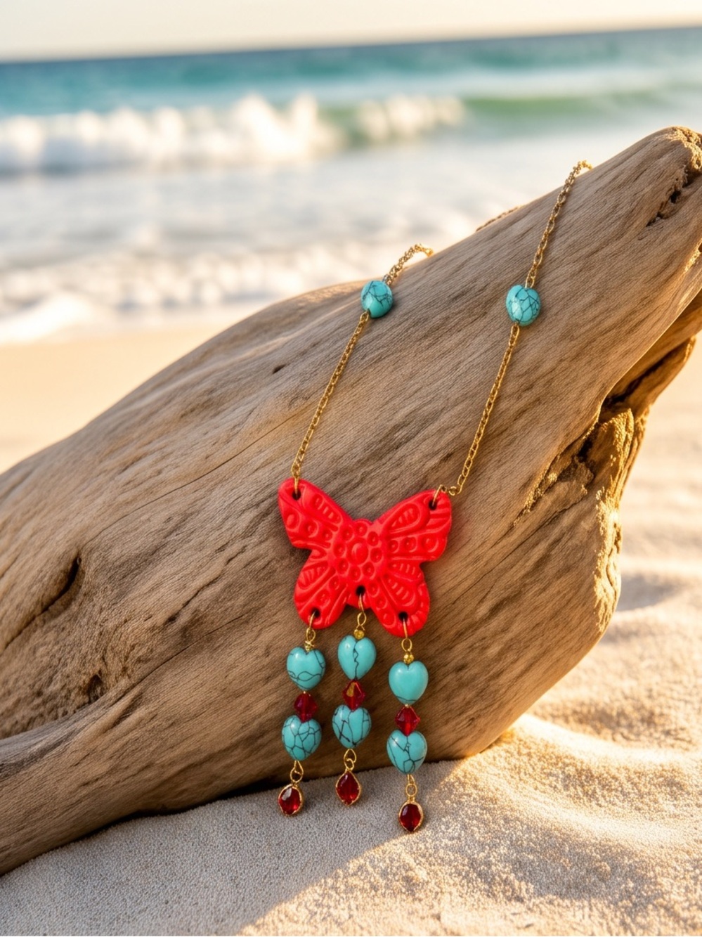 “Coral Butterfly Dreams” Necklace - Picture 6 of 8